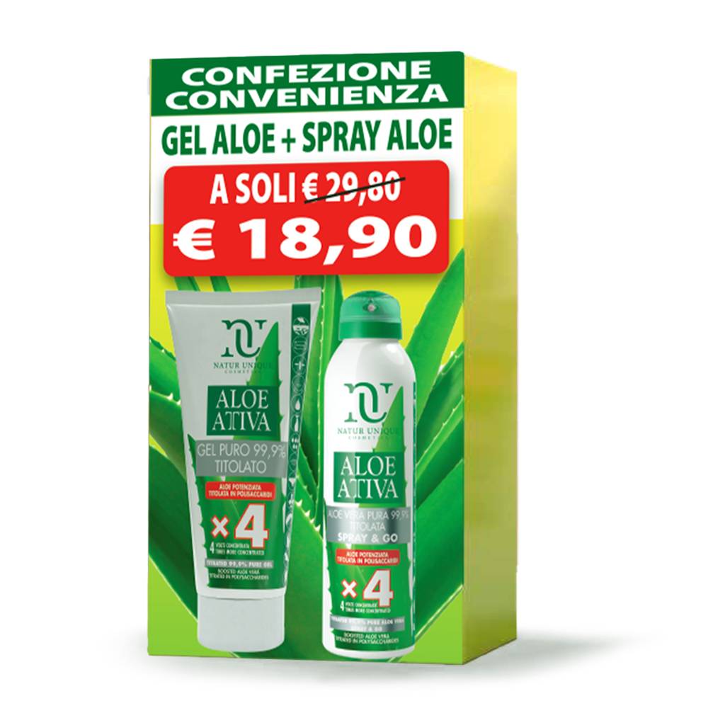 Image of Aloe Attiva Gel Aloe+Spray Aloe Corpo Natur Unique 200ml+150ml