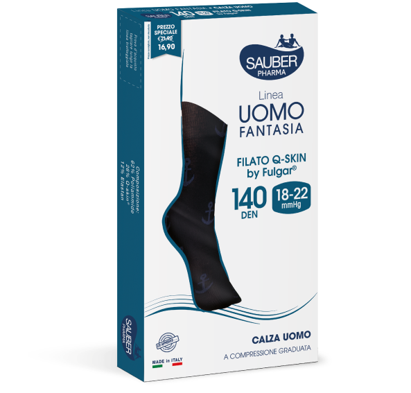 Image of Linea Uomo Fantasia Calze 140D Blu Capri Tg.L/XL Sauber