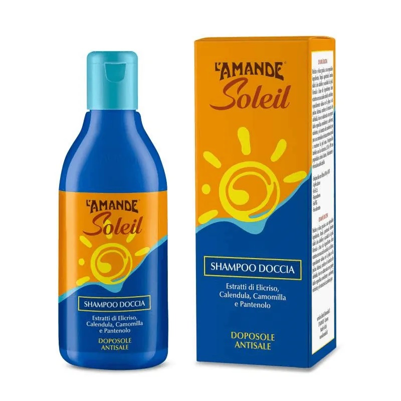 L'amande - Shampoo Doccia Doposole Corpo Alla Camomilla, Bagnoschiuma Uomo E Donna Antisale E Docciaschiuma Gel Detergente Post Mare E Piscina, Doccia Shampoo Idratante Corpo E Capelli - Soleil 250 Ml