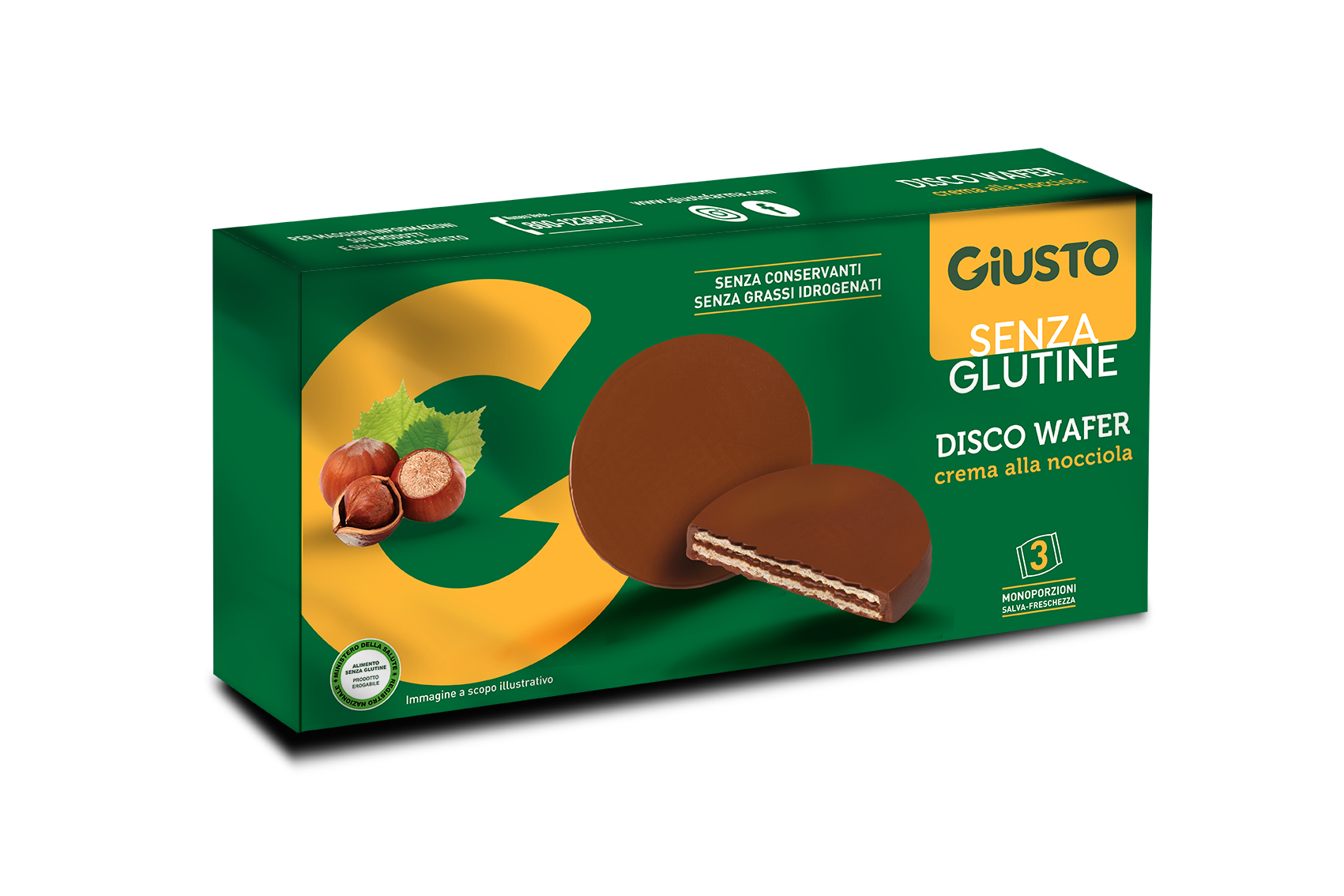 Image of Disco Wafer con Crema alla Nocciola Giusto 3x30g033