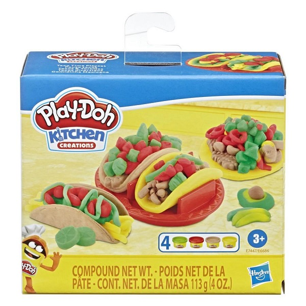 Image of Play-Doh Kitchen Creations Taco Time Hasbro 4 Vasetti + Accessori