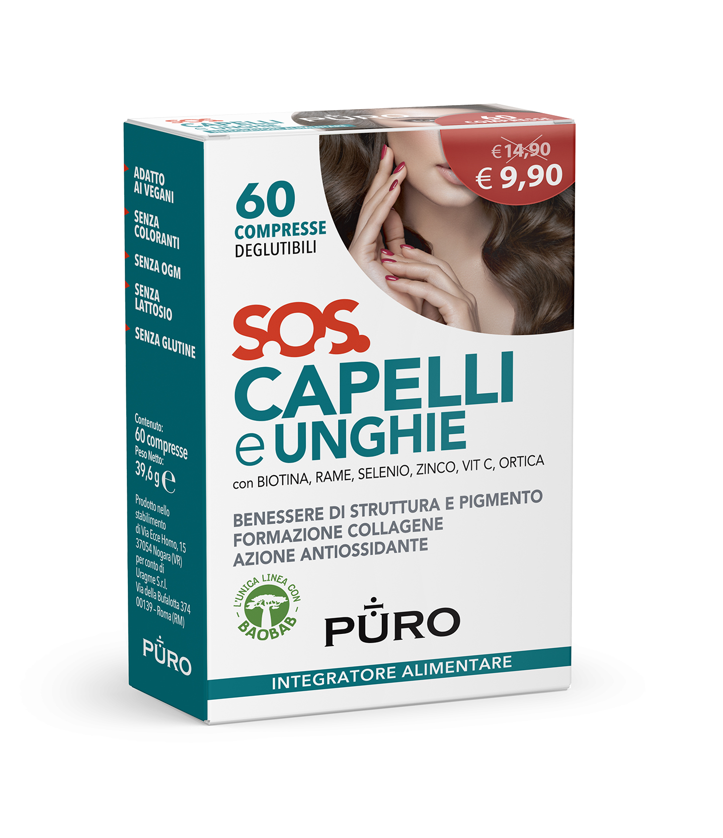 Image of S.O.S. Capelli E Unghie Puro 60 Compresse Deglutibili033