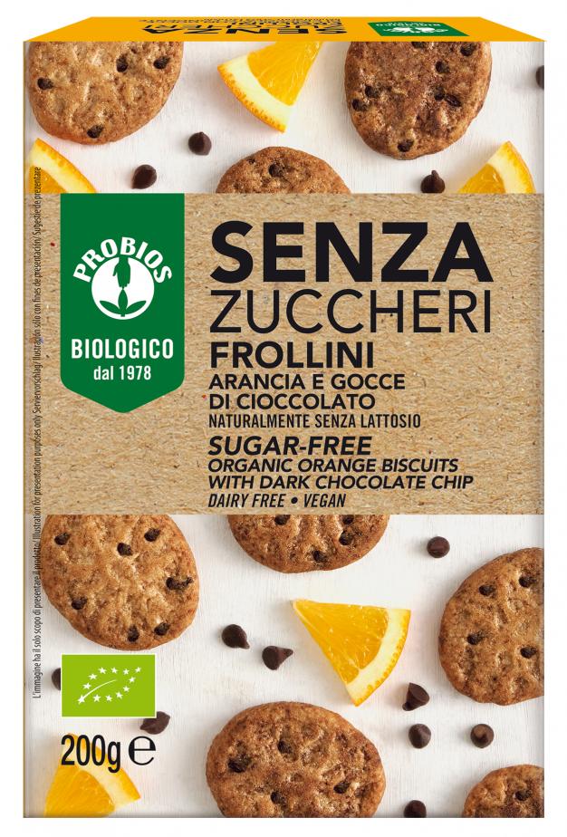 Image of Senza Zuccheri Aggiunti Frollini Arancia Gocce Di Cioccolato ProBios 200g033