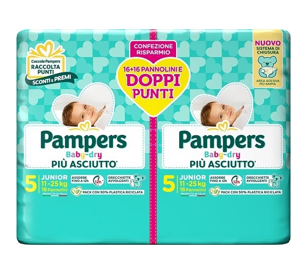 Image of Pannolino Baby Dry Downcount Junior Pampers 32 Pezzi