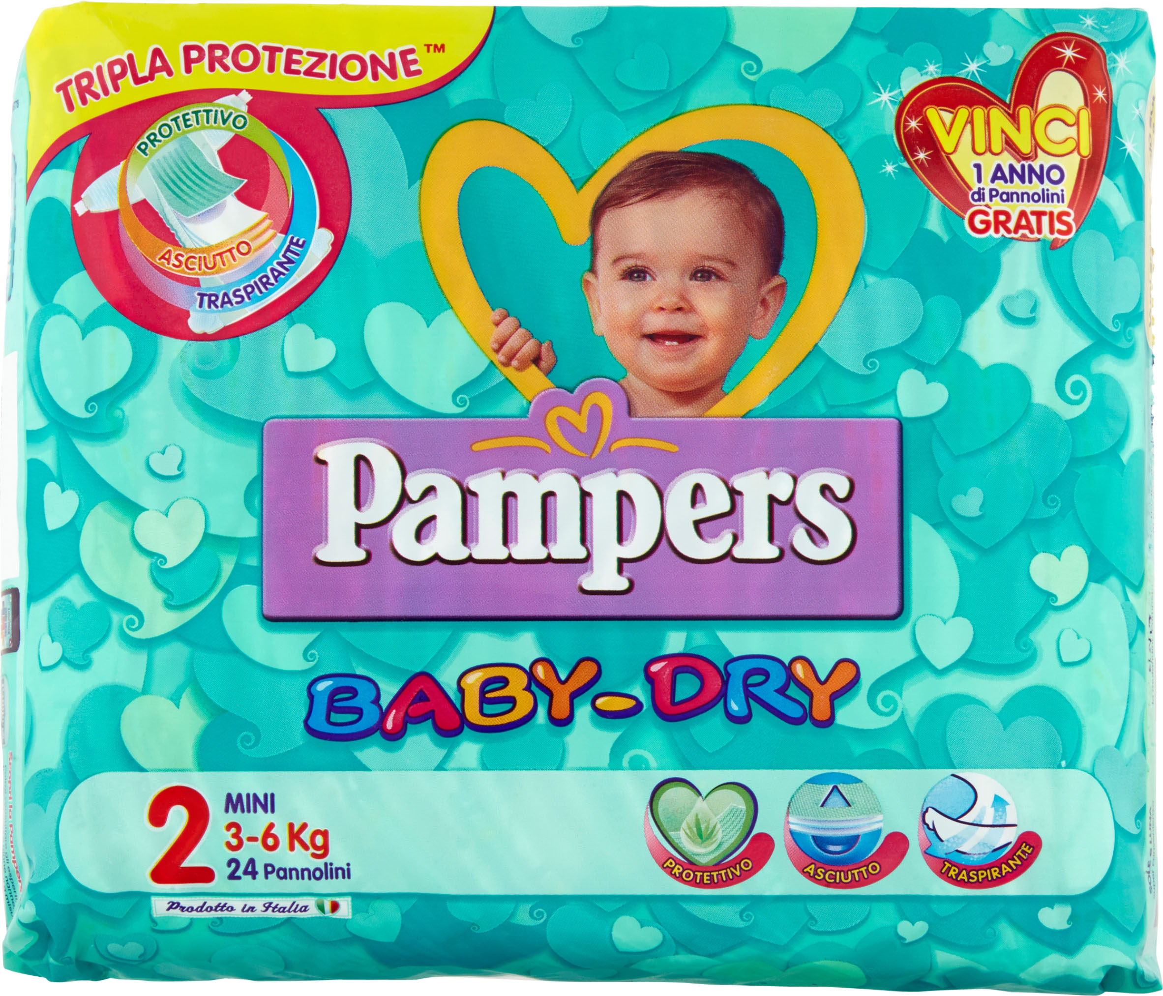 Image of Pannolino Baby Dry Downcount 2 Mini Pampers 24 Pezzi