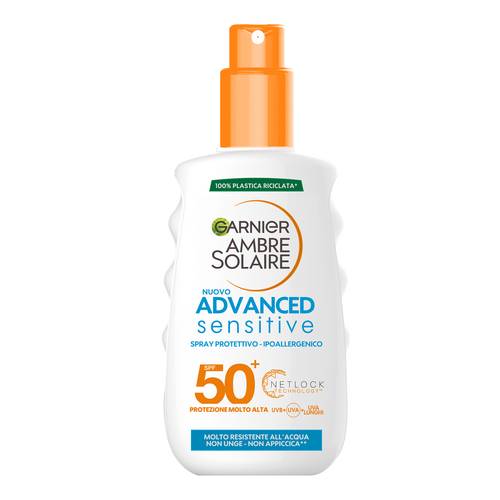 Image of Advance Sensitive Adult SPF50+ Garnier Ambre Solaire Spray 200ml