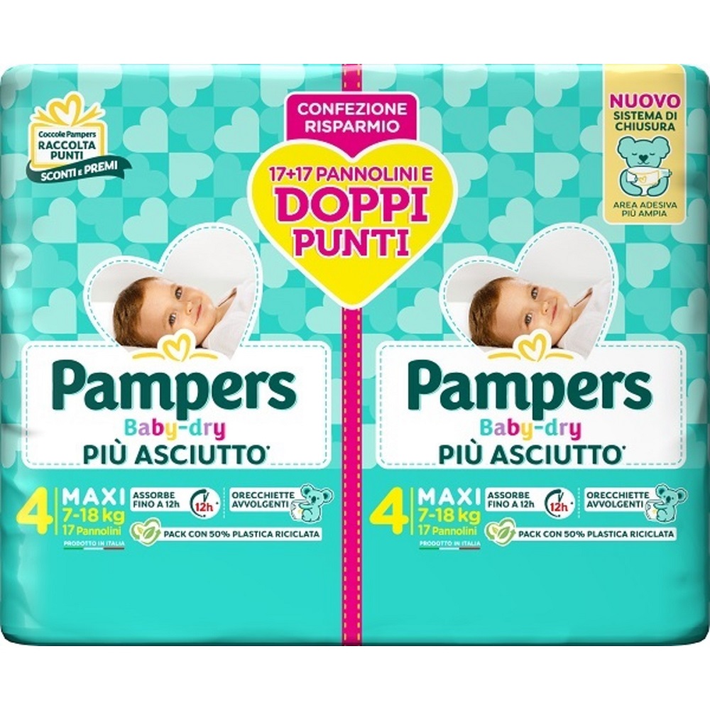 Image of Pannolino Duo DownCount 4 Pampers Baby-Dry 34 Pezzi