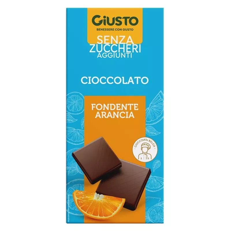 Image of Cioccolato Fondente All&#39;Arancia Senza Zuccheri Aggiunti Giusto 85g