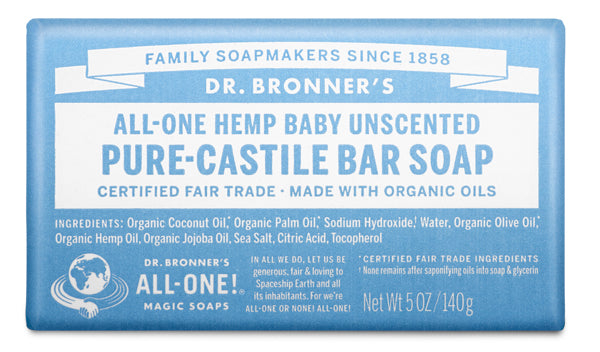 Image of Sapone Pure-Castiglia Hemp Baby Unscented Dr. Bronner&#39;s 140g