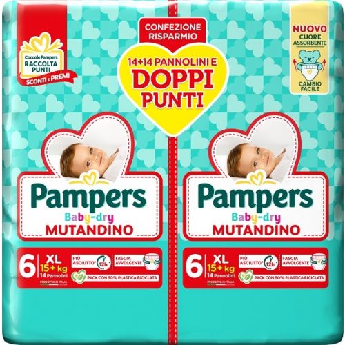 Image of Pampers Baby Dry Mutandino Tg.6 XL Duo 14+14 Pezzi