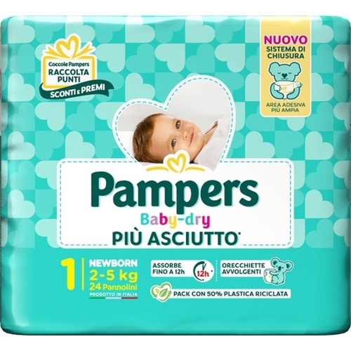 Image of Pampers Baby-Dry 1 Newborn 24 Pannolini