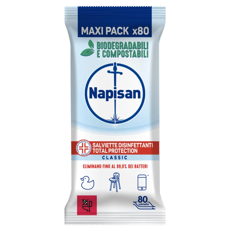 Image of Napisan Salviette Disinfettanti Classic Total Protection Biodegradabili 80 pezzi