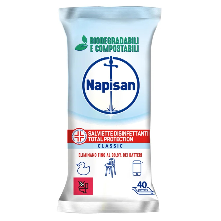 Image of Napisan Salviette Disinfettanti Classic Total Protection Biodegradabili 40 Pezzi