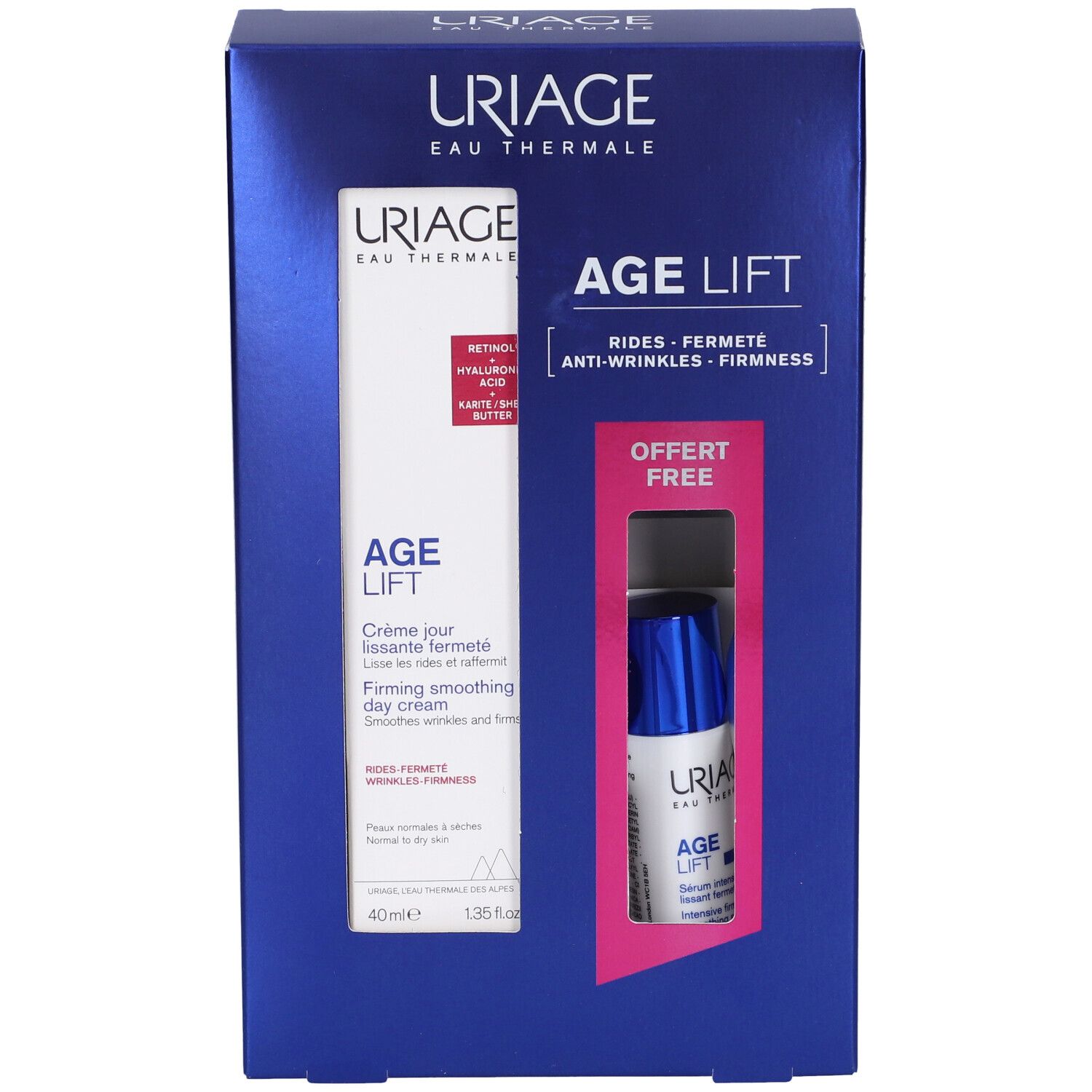 Image of Age Lift Crema Levigante + Siero Levigante Uriage 1 Kit - Promo