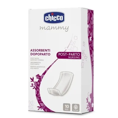 Image of Assorbenti Cotone Post-parto Chicco 10 Pezzi