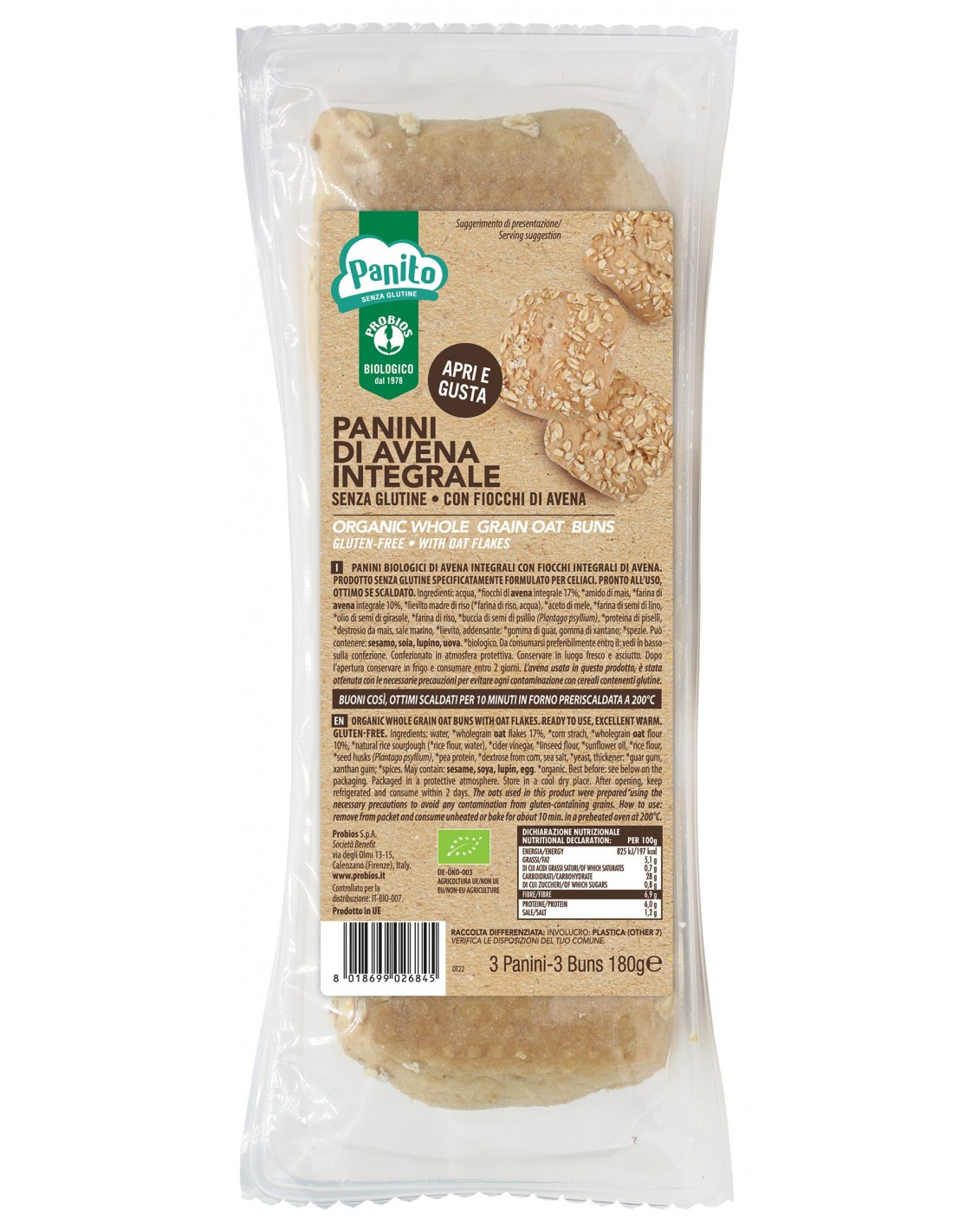 Image of Panini Di Avena Integrale Probios 180g033