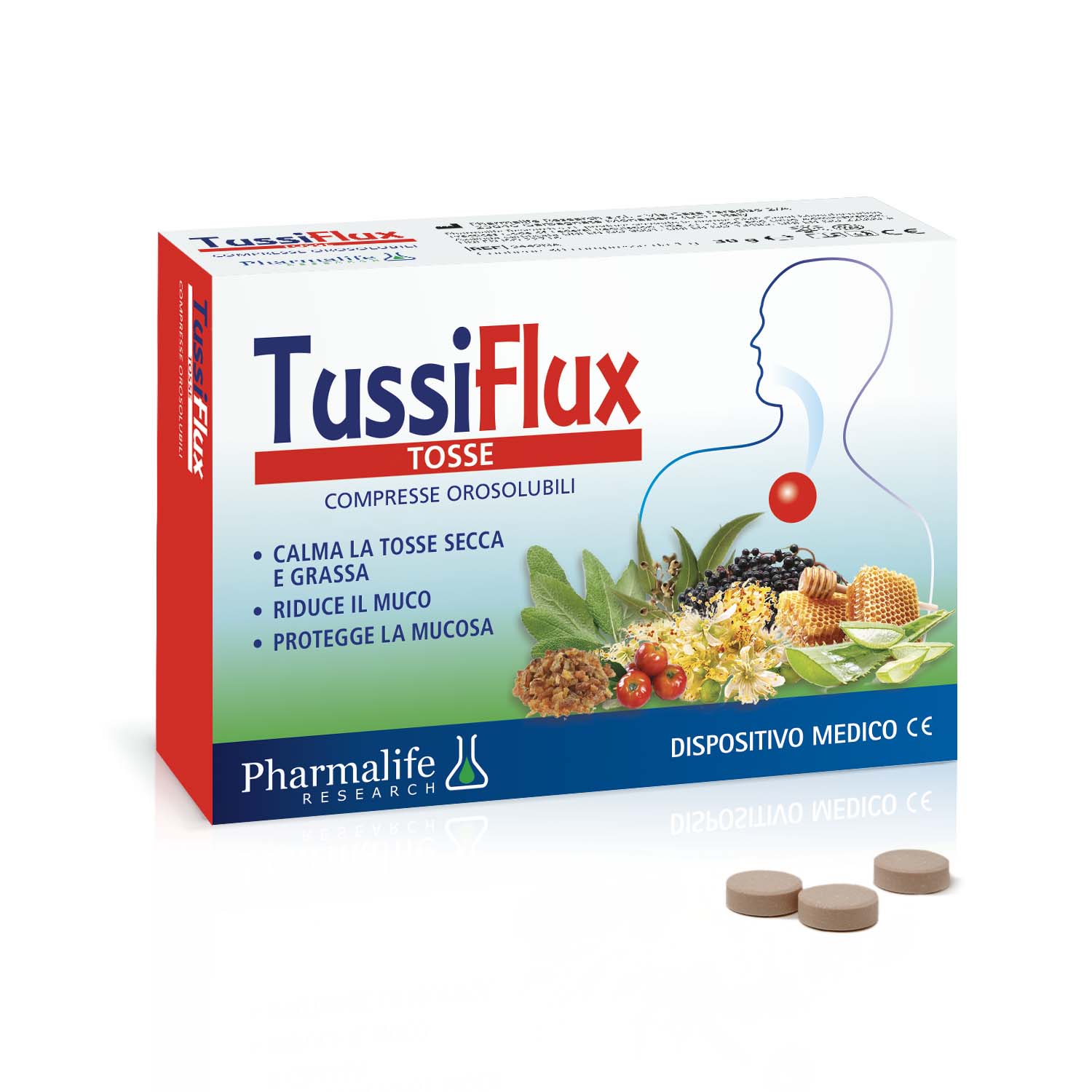 Image of Tussiflux Tosse Coompresse Orosolubili Pharmalife Research 30 Compresse