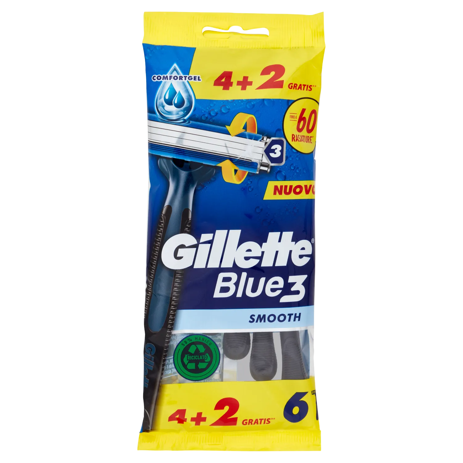 Image of Gillette Blue 3 Usa & Getta 4+2 Pezzi