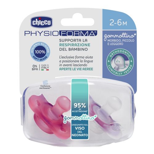 Gommottino Physioforna Rosa Silicone 2-6M Chicco 2 Pezzi