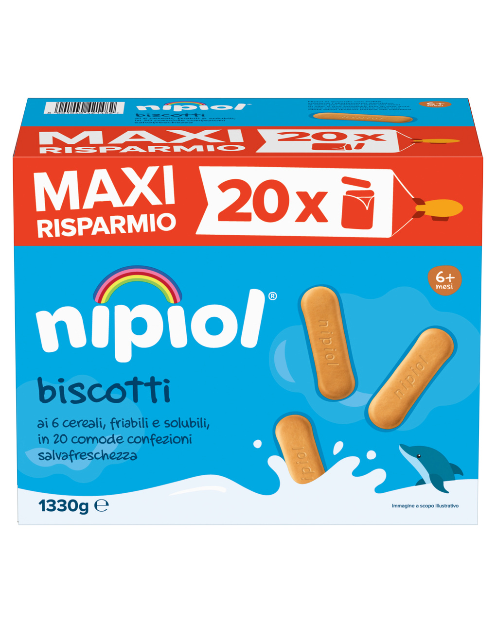 Image of Biscotti ai 6 Cereali Nipiol Maxi Risparmio 1.330g