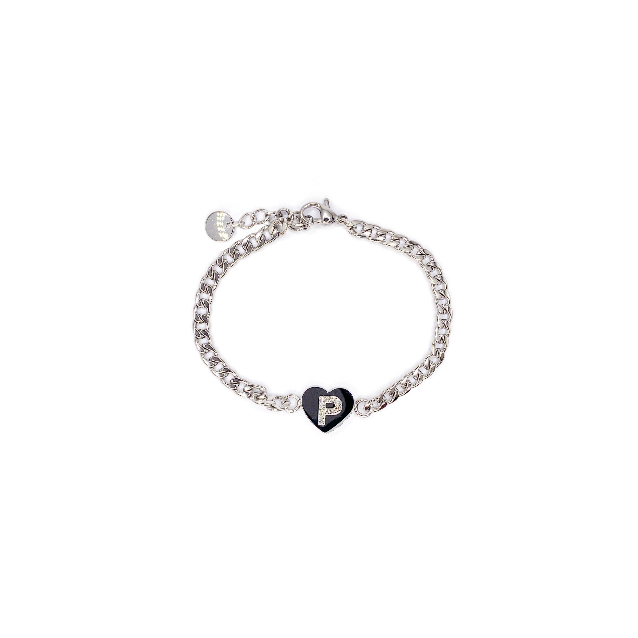 Image of Bracciale Lettera P Catena Argento Linea ABC MyLovly033