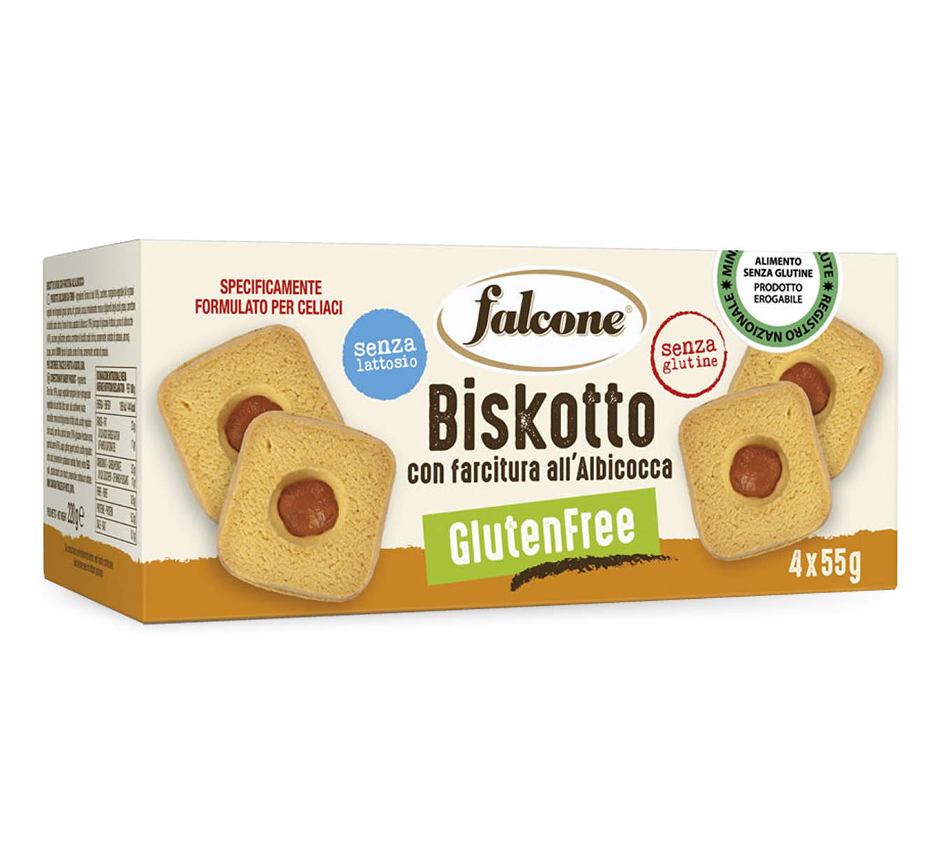 Image of Biskotto All&#39;Albicocca GlutenFree Falcone(R) 4x55g033