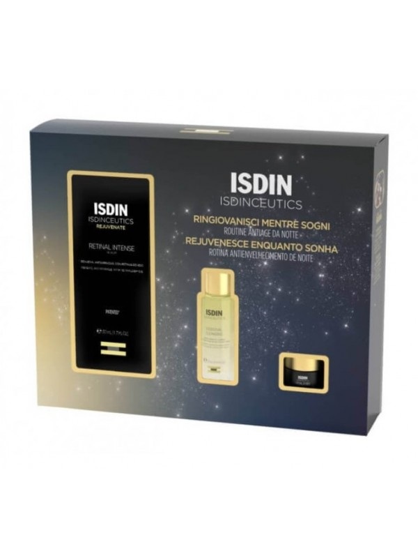 Isdinceutics pack rutina noche navidad 2023 1 siero 50 ml + 1 detergente 27 ml + 1 contorno occhi 4 ml