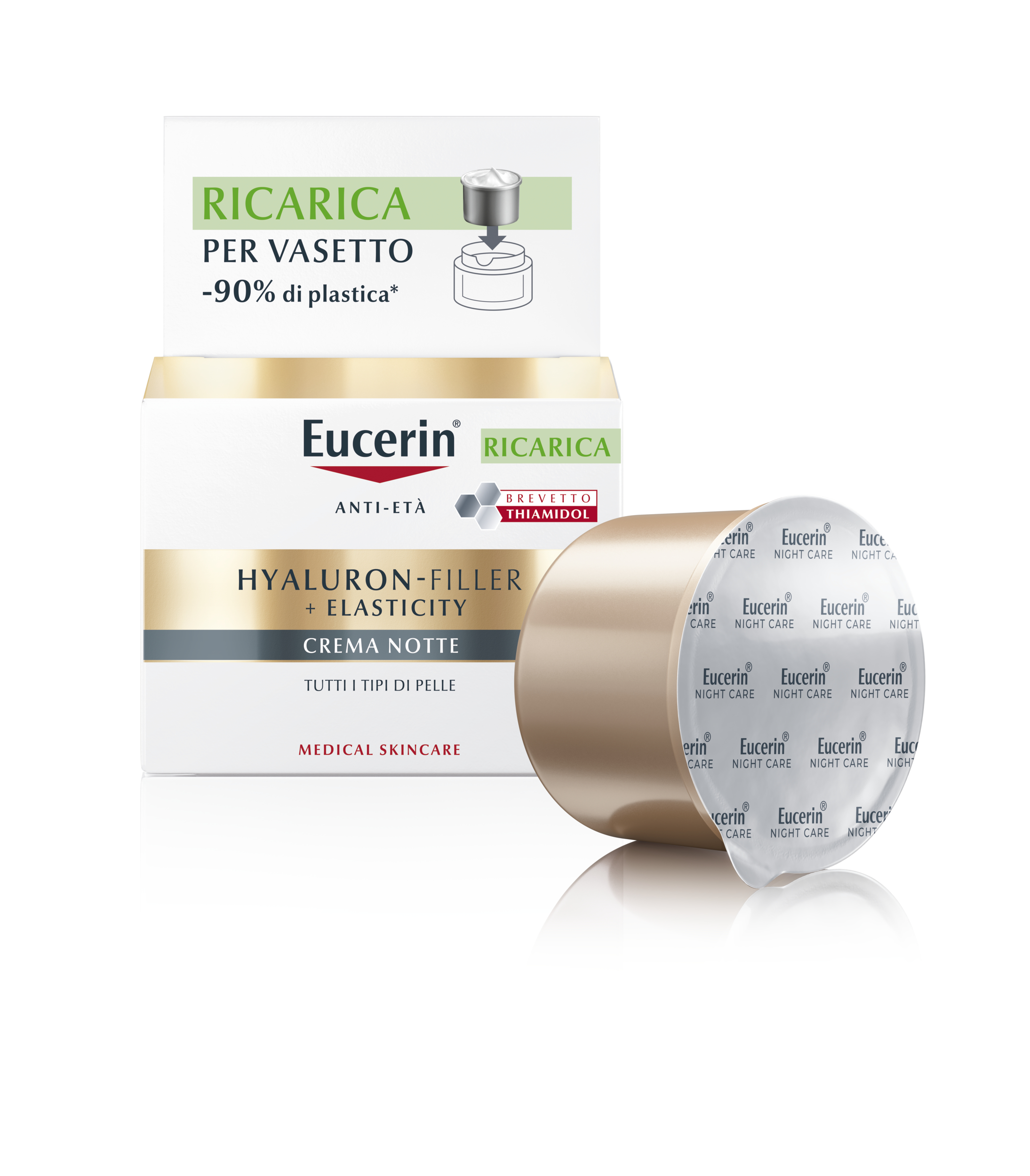 Eucerin Hyaluron Filler + Elasticity - Crema Notte Refill, 50Ml