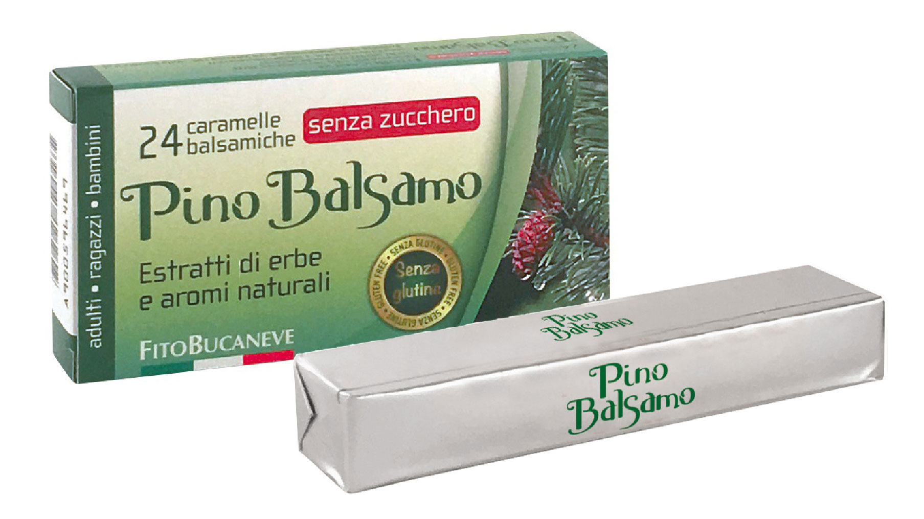 Image of Fitobucaneve Pino Balsamo Caramelle Balsamiche con Aspartame Senza Glutine 24Caramelle