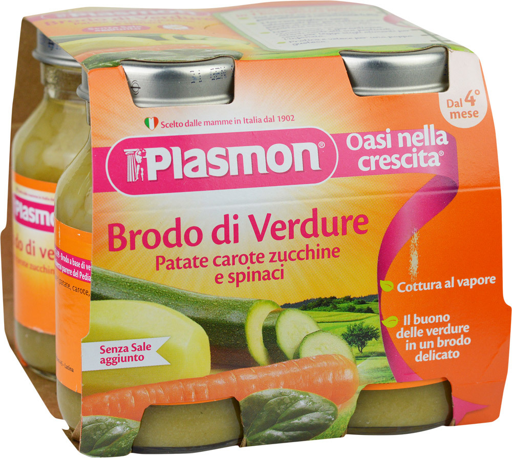Image of Plasmon Brodo Liquido Patate Zucchine Carote E Spinaci Liquido 4 x 125ml