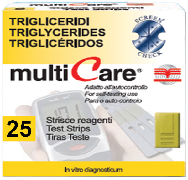 Image of MultiCare Trigliceridi 25 Strisce Reattive + Chip 903564918