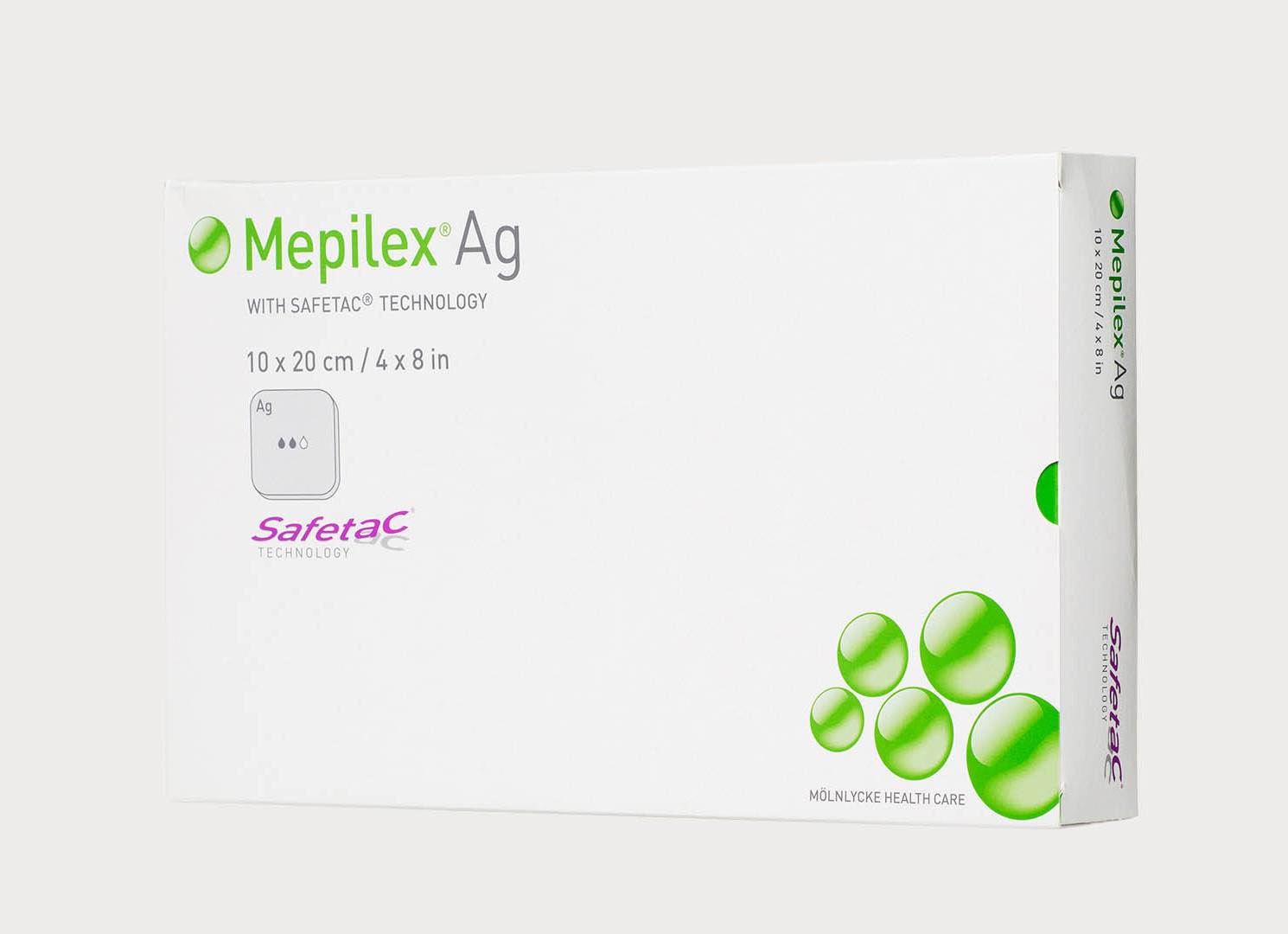 Image of Mölnlycke(R) Mepilex(R) Ag Medicazione In Schiuma Antimicrobica Con Safetac(R) Misura 10x10cm 5 Pezzi