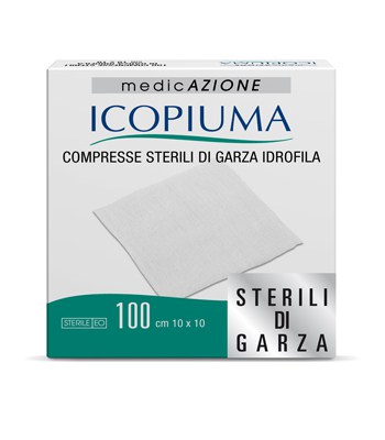 

Icopiuma Comrpesse Sterili Di Garza Idrofila 10x10cm 100Pezzi