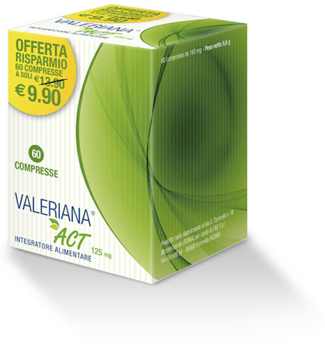 Image of F&F Valeriana Act 125mg Integratore Alimentare 60 Compresse 921550620