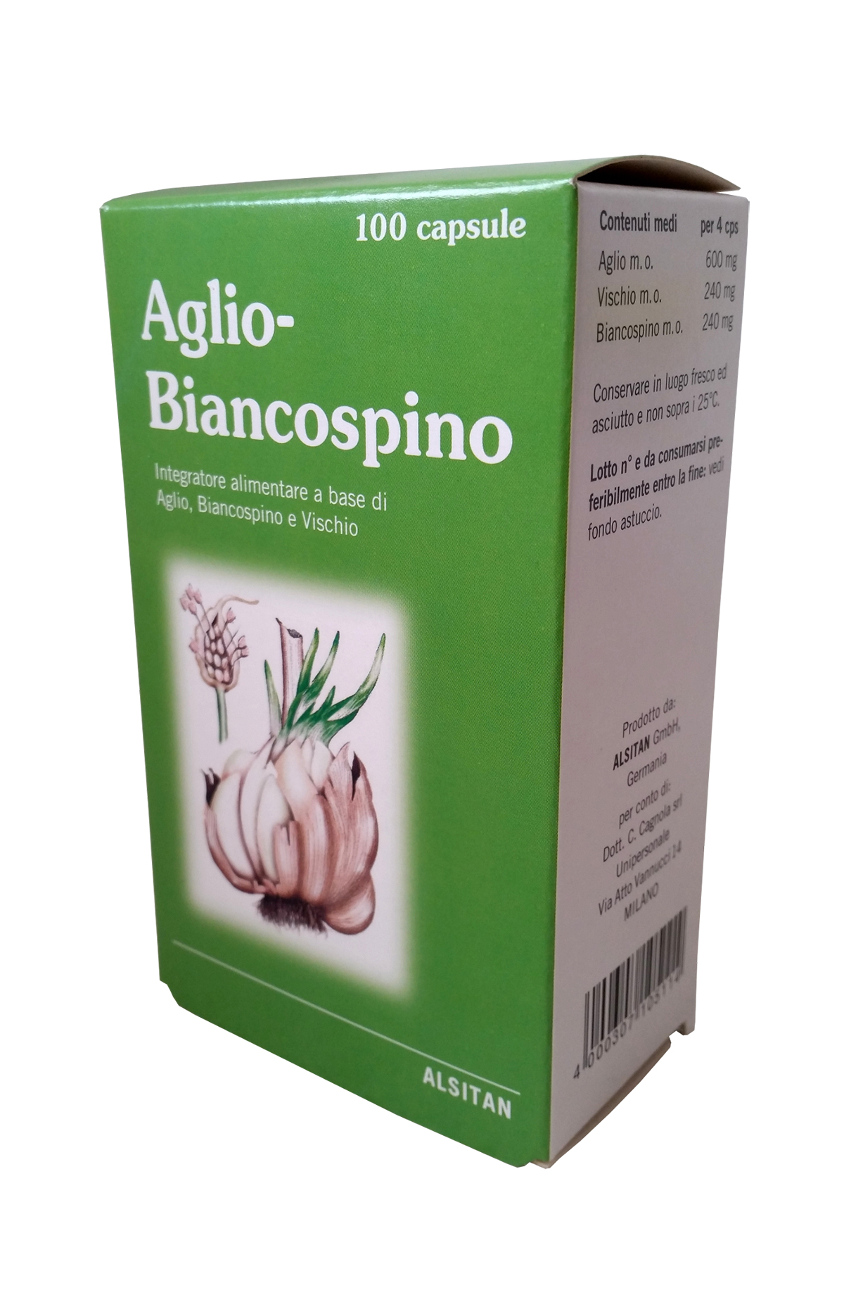 Image of Aglio Biancospino Integratore Alimentare 100 Capsule