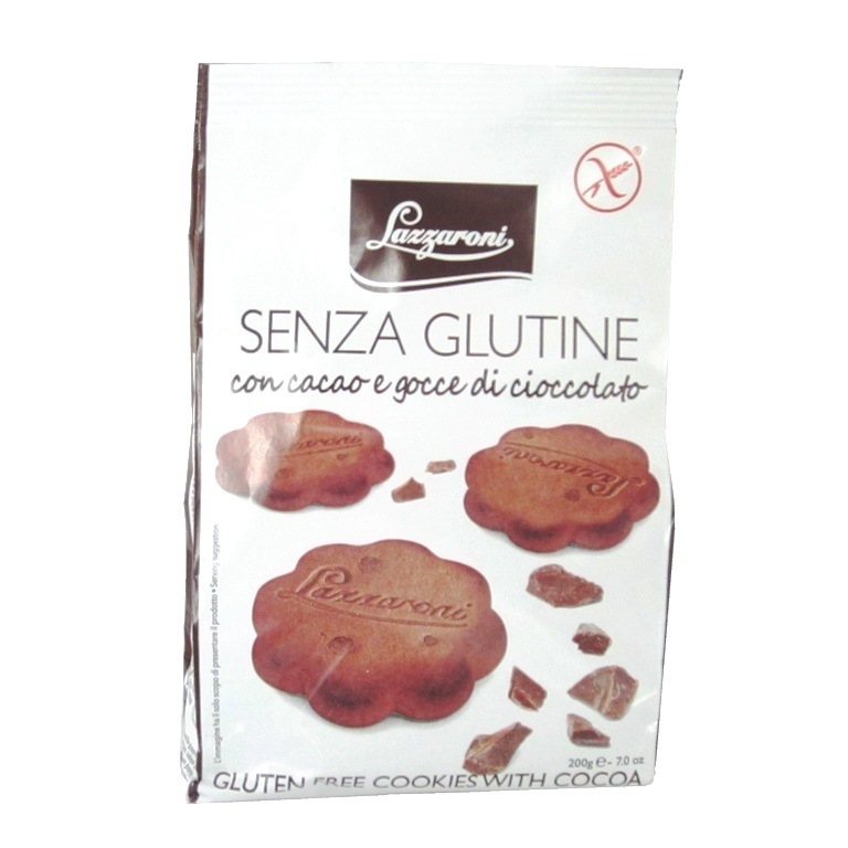 Image of Lazzaroni Biscotti Con Cacao E Gocce Di Cioccolato Senza Glutine 200g 925365785