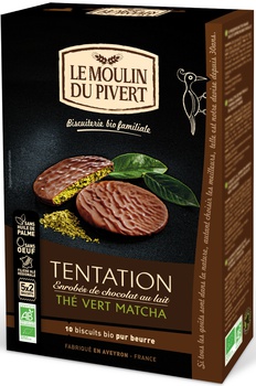 Image of Le Moulin Du Pivert Tentation Biscotti Te Verde Matcha Cioccolato al Latte Bio