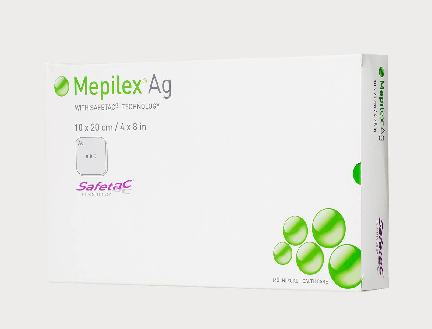 Image of Mölnlycke(R) Mepilex(R) Ag Medicazione In Schiuma Antimicrobica Con Safetac(R) Misura 15x15cm 5 Pezzi