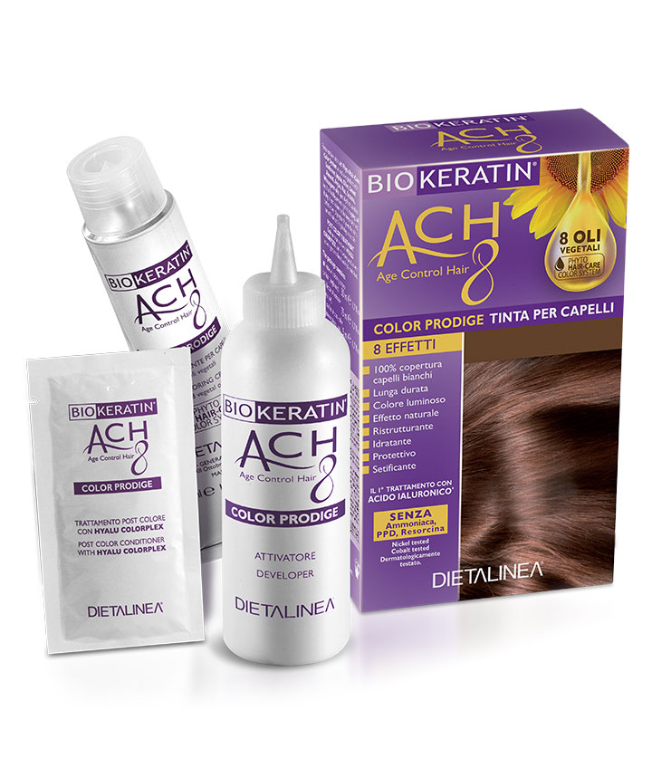 Image of Dietalinea Biokeratin Ach8 Age-Control Hair Color Prodige Tinta Per Capelli 6/CF Biondo Scuro Caffè033