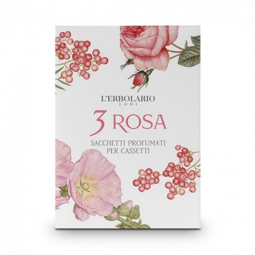 Image of L&#39;Erbolario 3 Rosa Sacchetto Profumato per Cassetto 4 Sacchetti