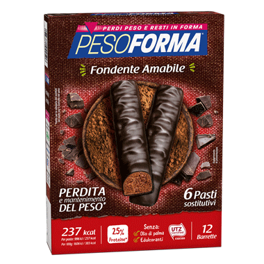 Image of Pesoforma Pasto Sostitutivo Barrette Dark Cioccolato Fondente Amabile 12 Barrette 932729813