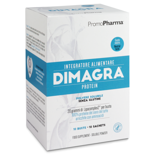 Image of Promopharma Dimagra Protein Integratore Alimentare Gusto Cacao 10 Bustine