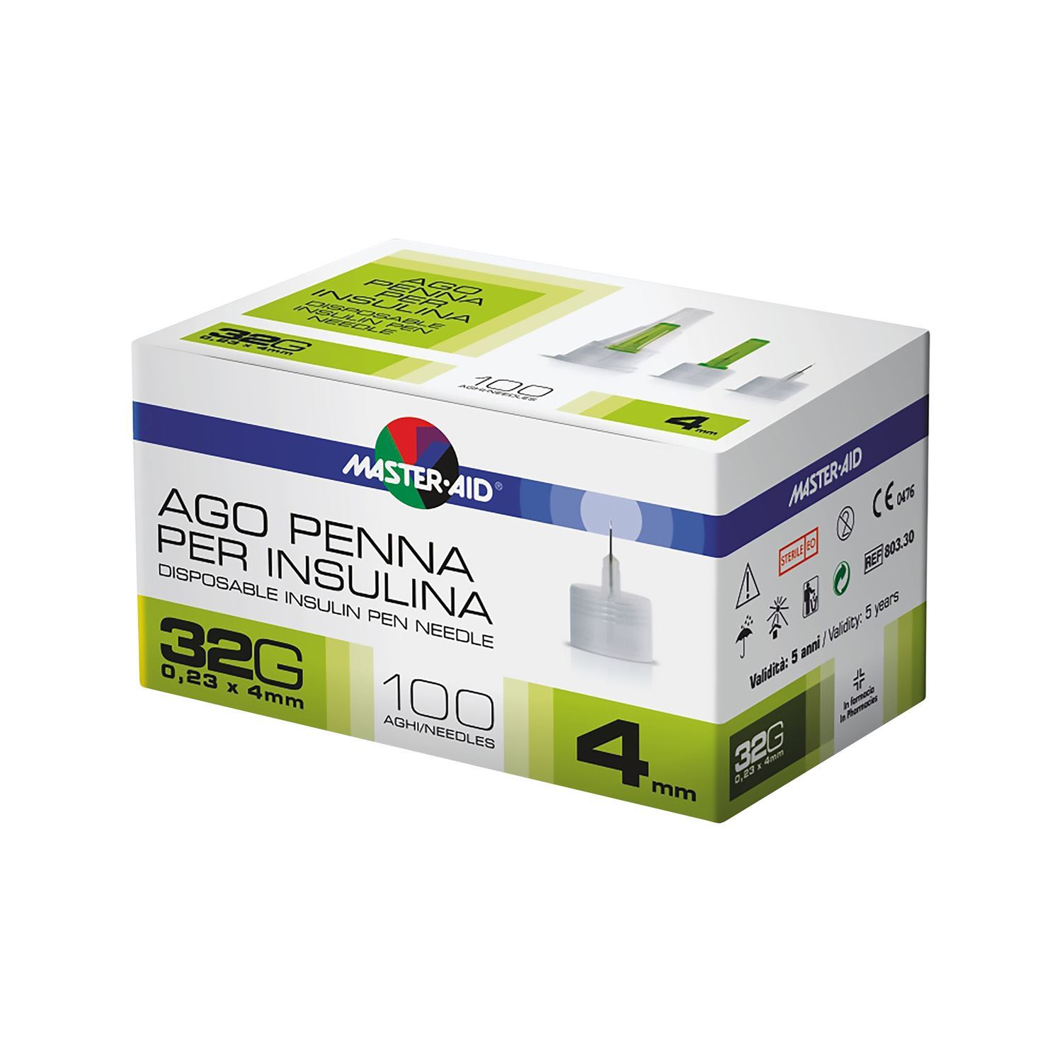 

Master-Aid® Ago Penna Per Insulina 32G 0,23x4mm 100 Pezzi