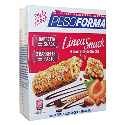 Image of Pesoforma Linea Snack Barretta Cereali Albicocca Mandorle 6 Barrette Proteiche 934980994