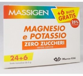 

Marco Viti Farmaceutici Massigen Magnesio Potassio Zero Zuccheri 24+6 Bustine