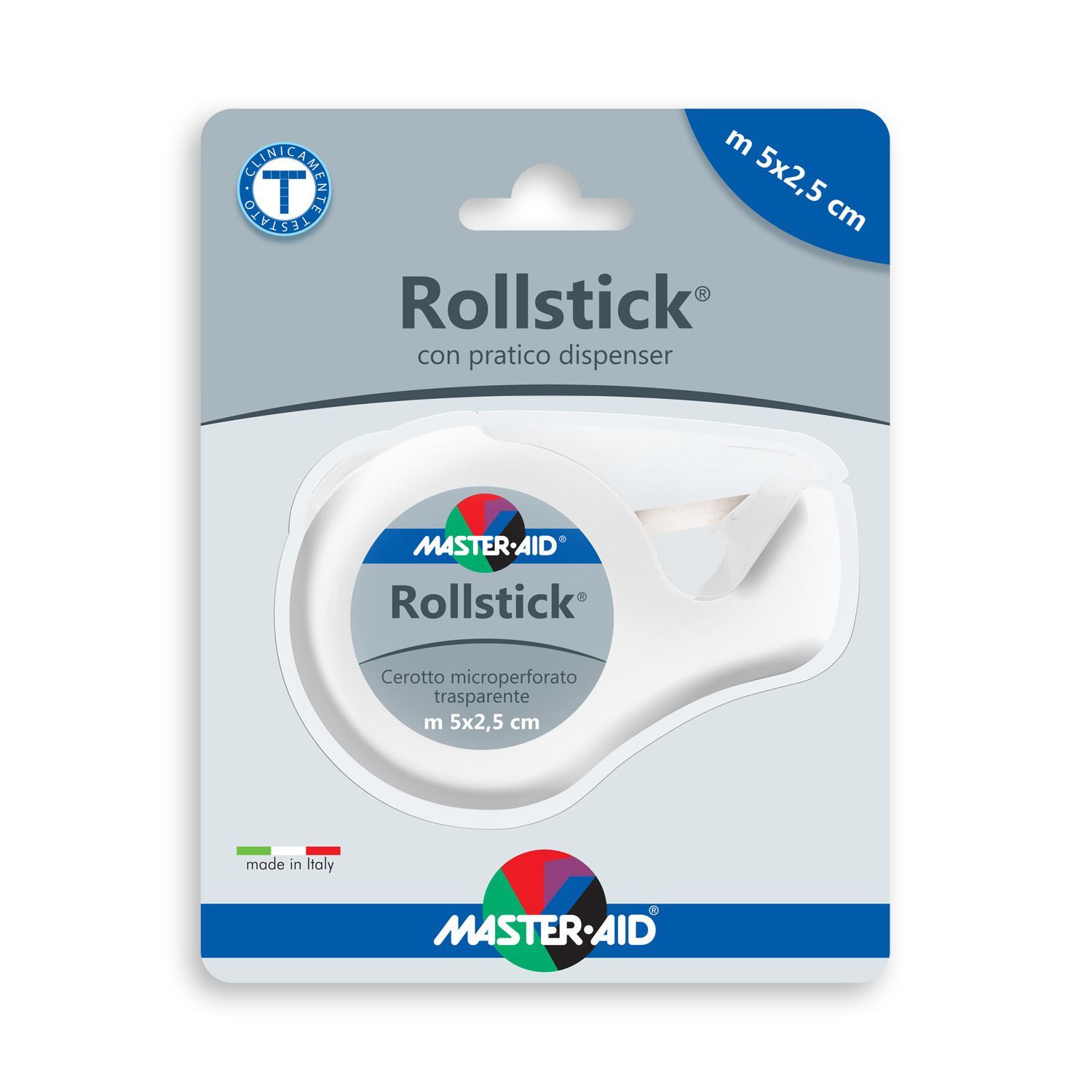 

Master-Aid® Rollstick® Cerotto Microperforato Trasparente Con Pratico Dispenser m 5 x 2,5 cm