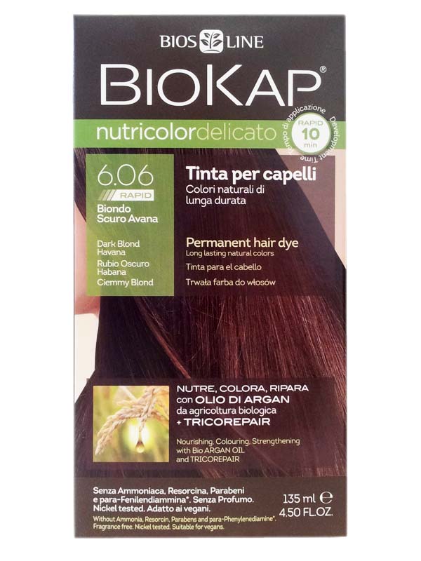 Image of Bios Line Biokap Nutricolor Tinta Per Capelli Delicata Colore 6,06 Biondo Scuro Avana033