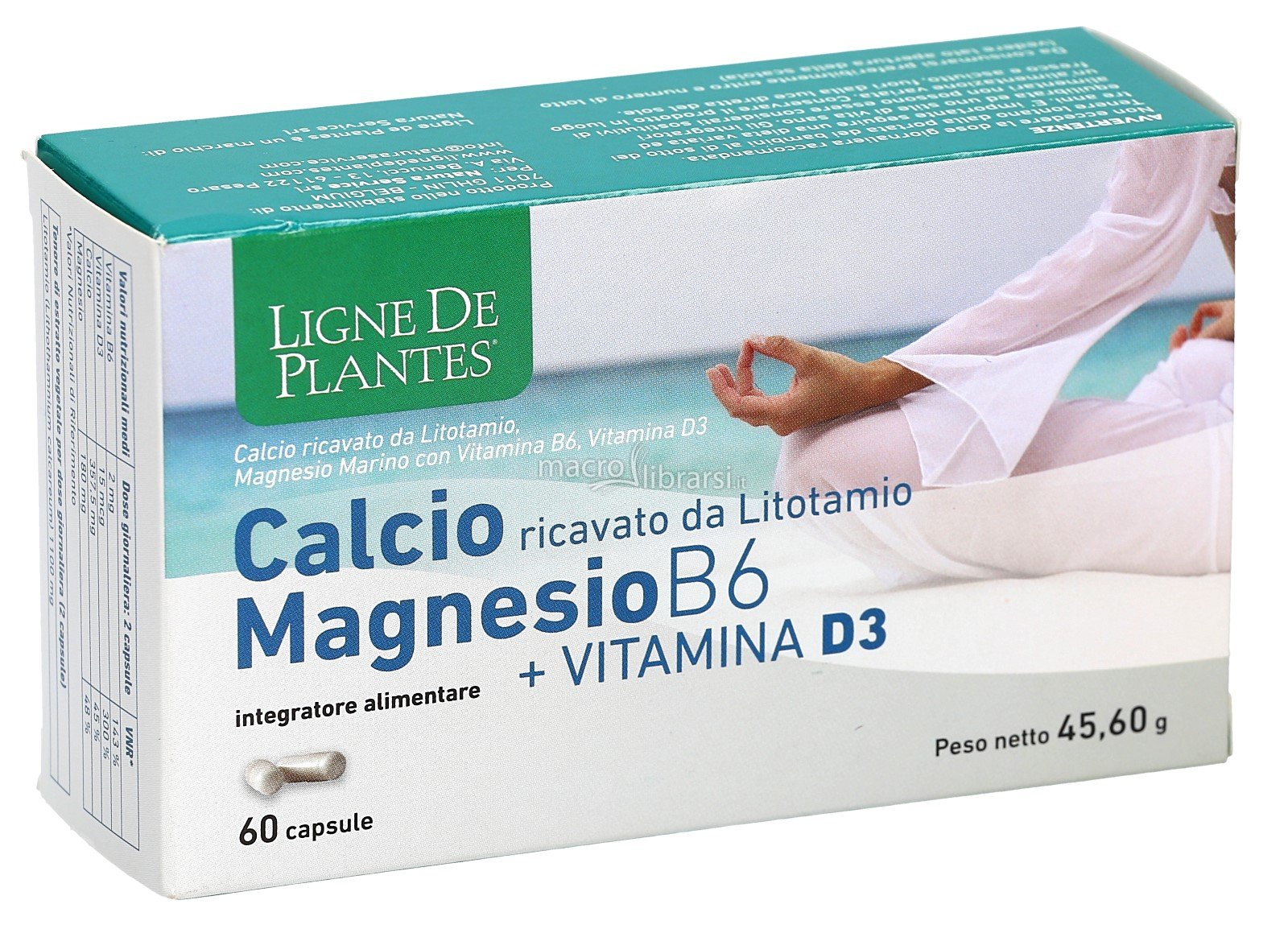 Image of Ligne De Plantes Calcio+Magnesio B6+Vitamina D3 Integratore Alimentare 60 Capsule Vegetali
