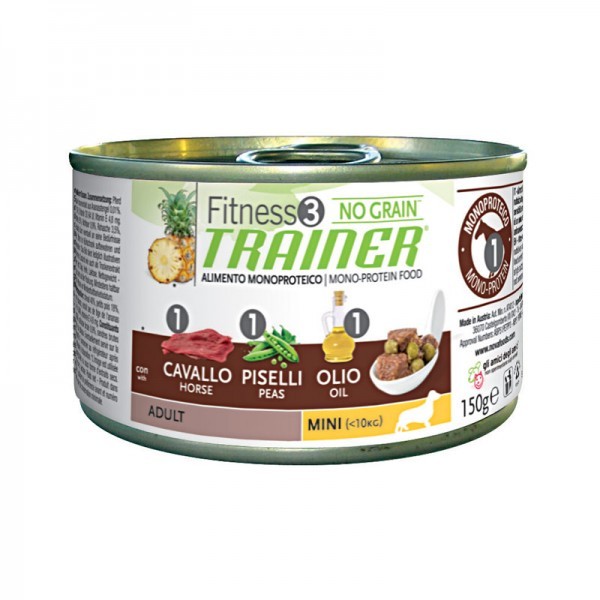 Image of Trainer Fitness 3 Adult Mini Mangime Umido Con Cavallo Piselli E Olio 150g033