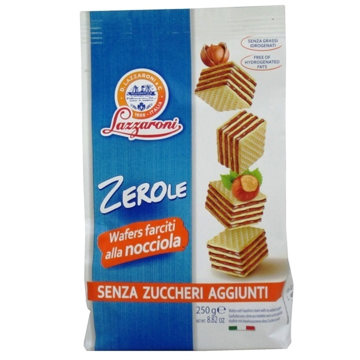 Image of Lazzaroni Zerole Wafers Alla Nocciola Senza Zuccheri Aggiunti 250g 970518344